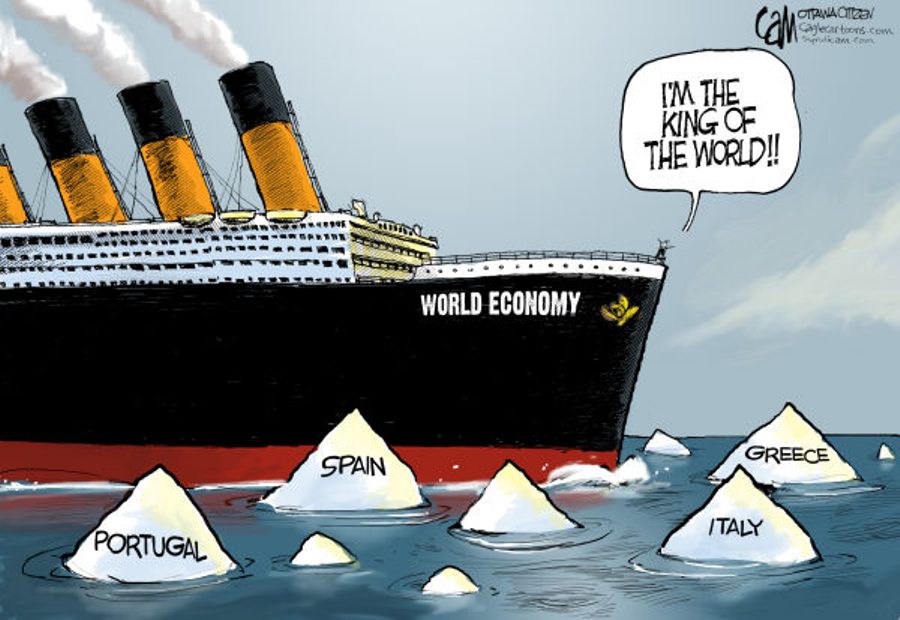 Europe's Titanic ego problem - May 10, 2010, at 06.27 PM (Cartoonist-Cam Cardow, copyright 2010 Cagle Cartoons; courtesy - caglecartoons.com.).